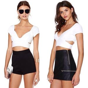 Nasty Gal White Cutout Crop Top Sz S